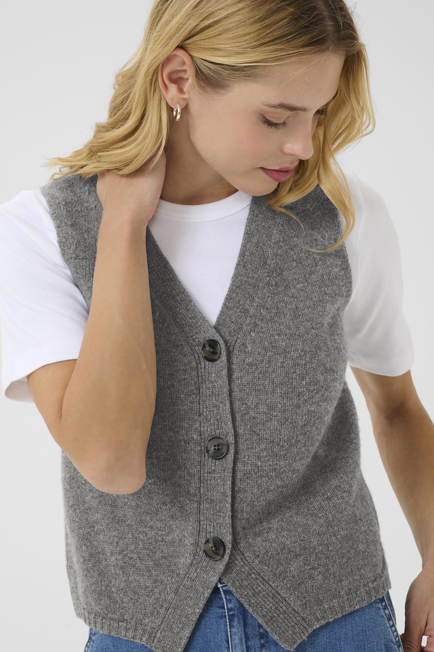 Part Two Sylva Medium Grey Melange Waistcoat