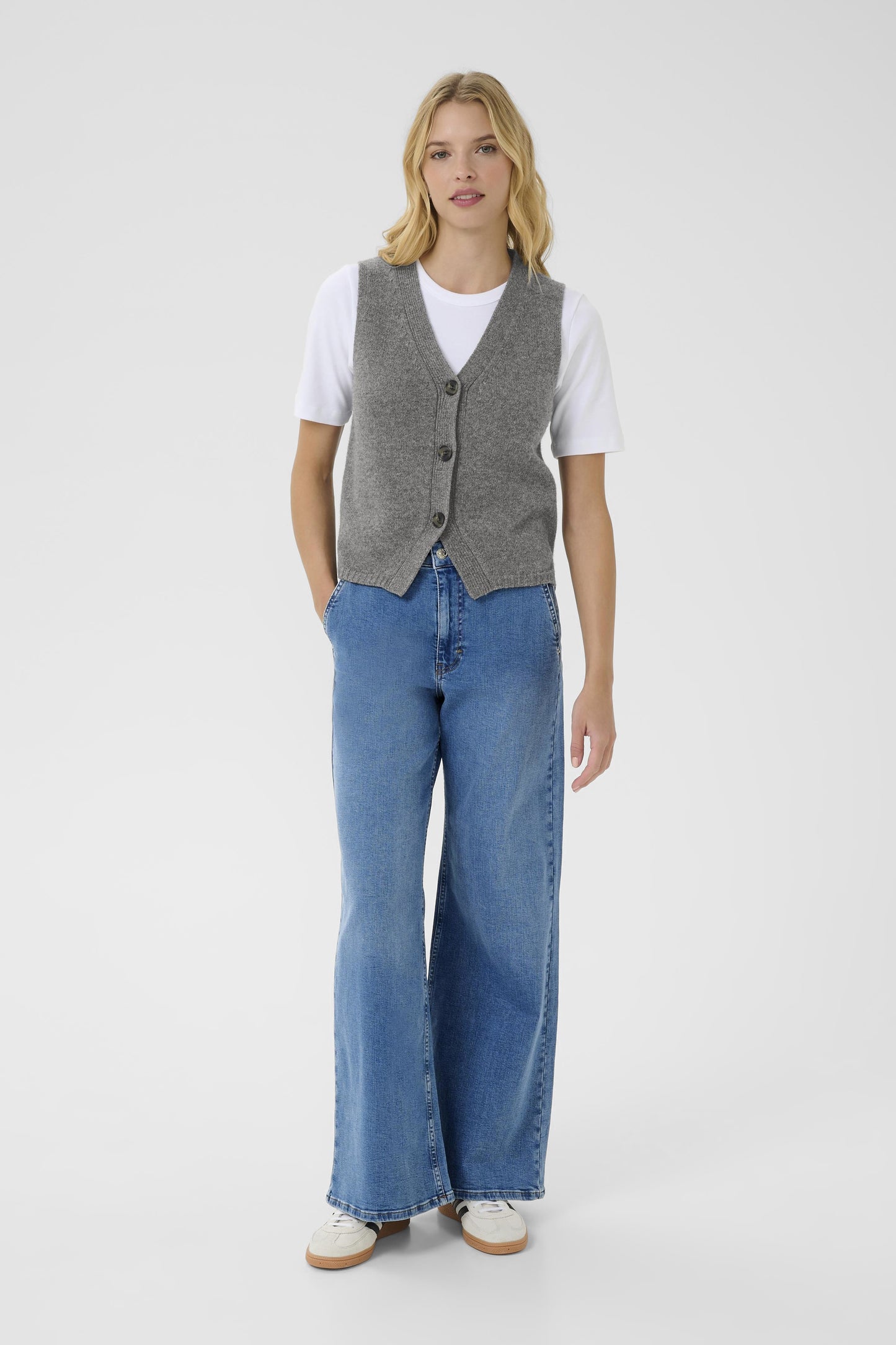 Part Two Sylva Medium Grey Melange Waistcoat