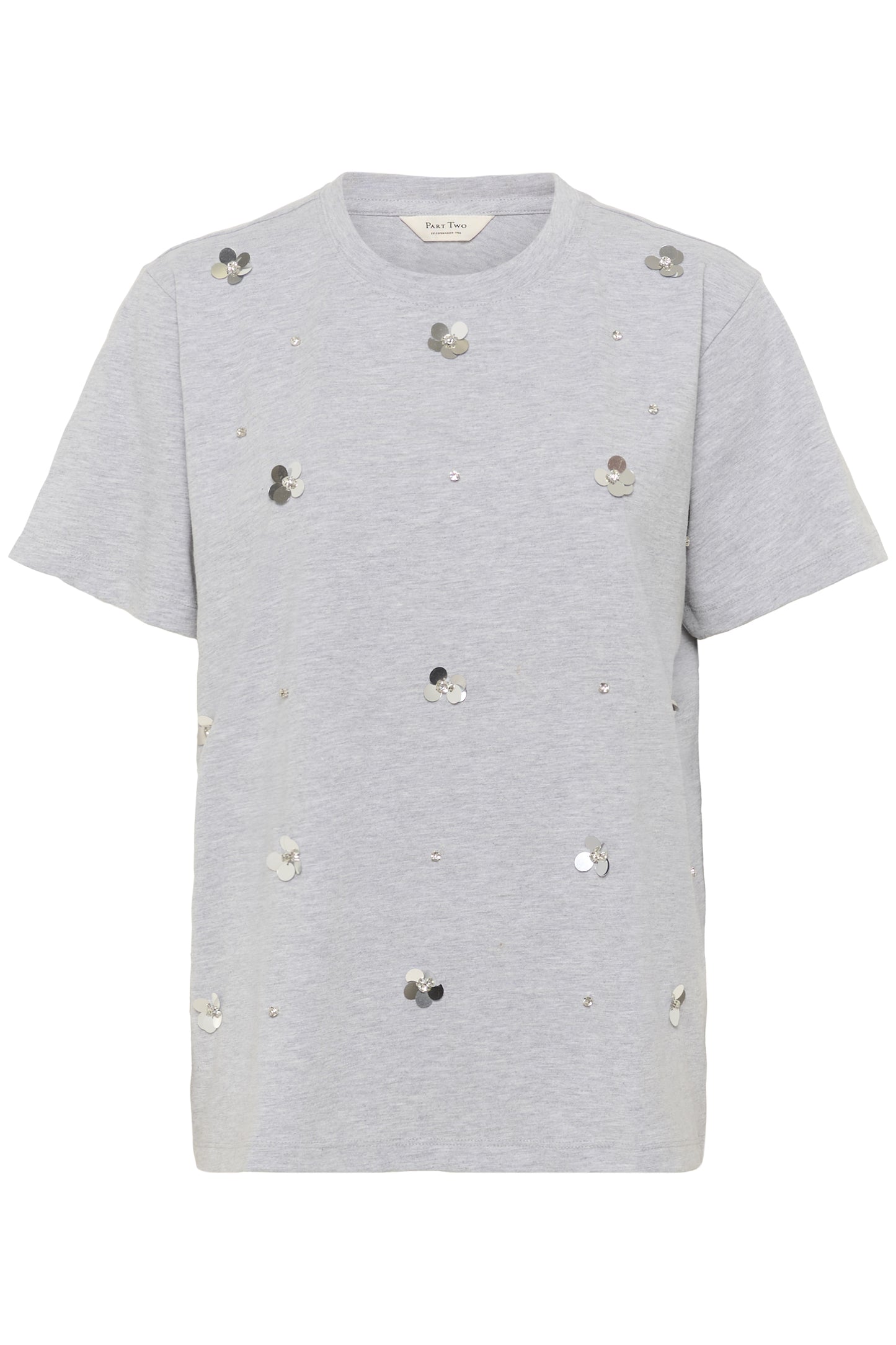 Part Two Jamina Grey Melange Flower T-Shirt