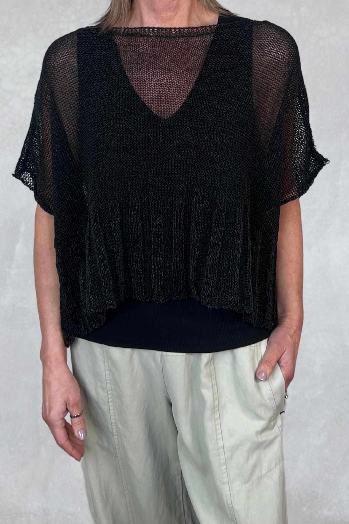 Lurdes Bergada Black Knitted Cropped Top