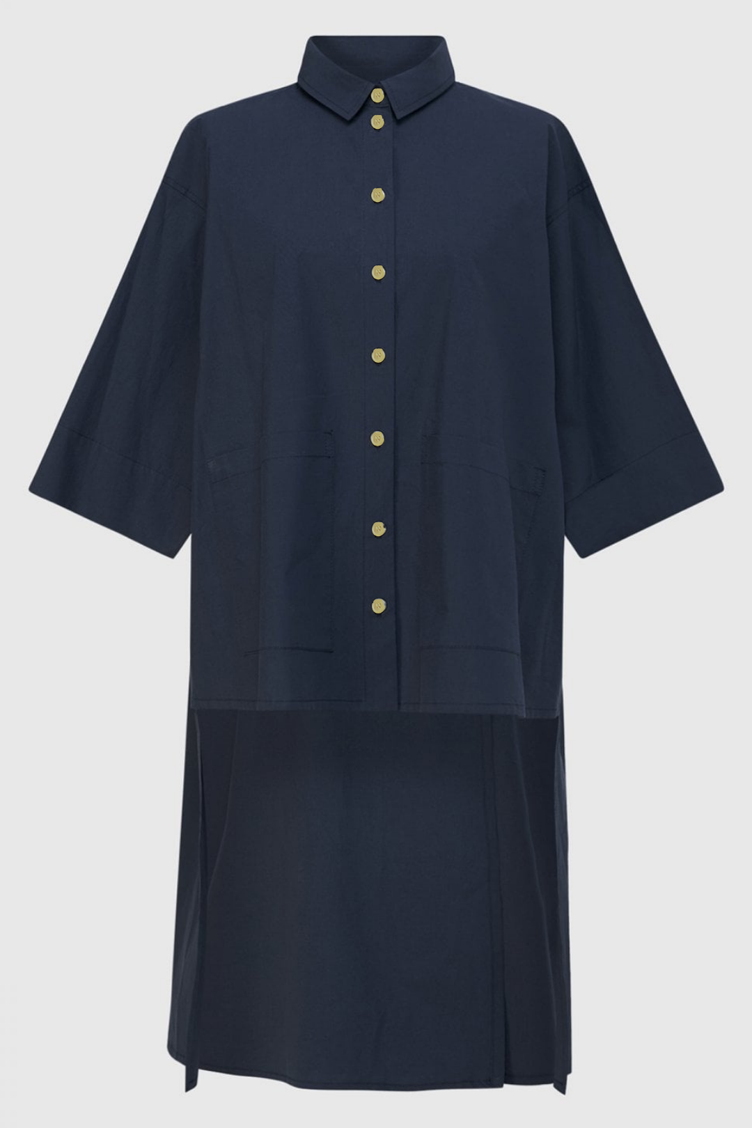 Alembika Navy Long Cut Out Tunic Shirt