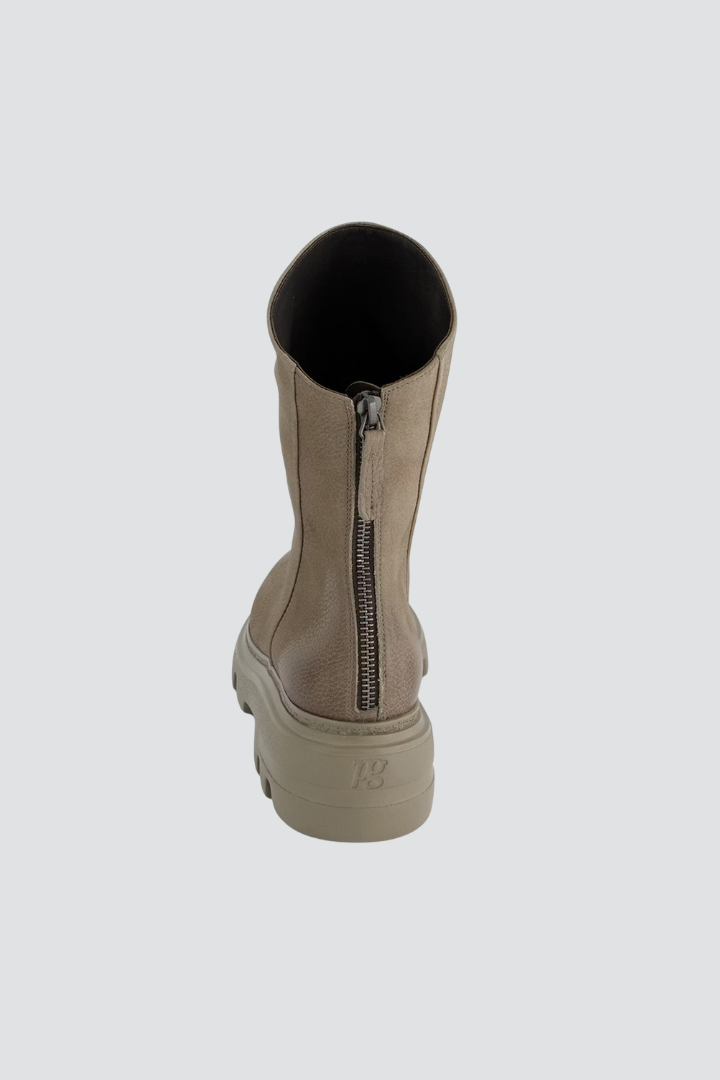 Paul Green Taupe Nubuk/Grained Zip Back Boot