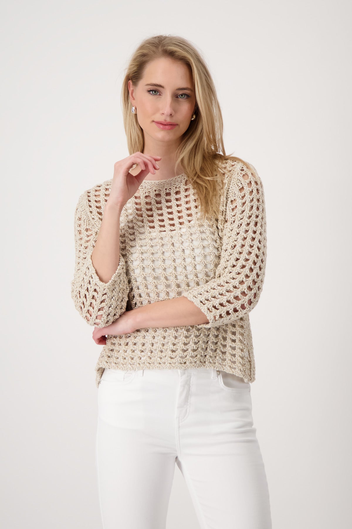 Monari Camel Net Pattern Jumper