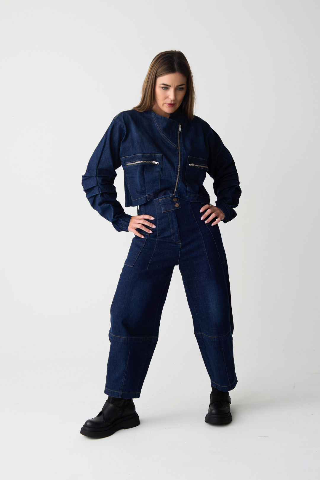 Lurdes Bergada Blue Double Button Barrel Jeans