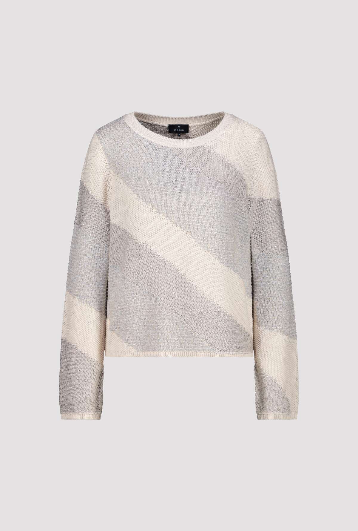 Monari Champagne Beige Diagonal Stripe Jumper