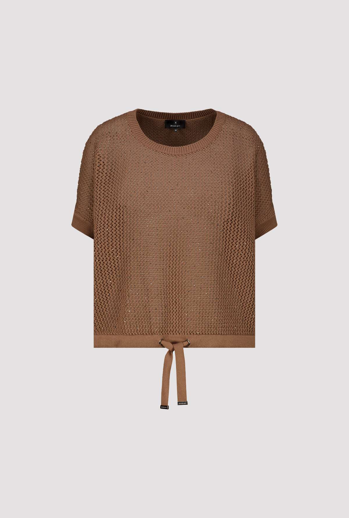 Monari Mocca Rhinestone/Drawstring SS Jumper