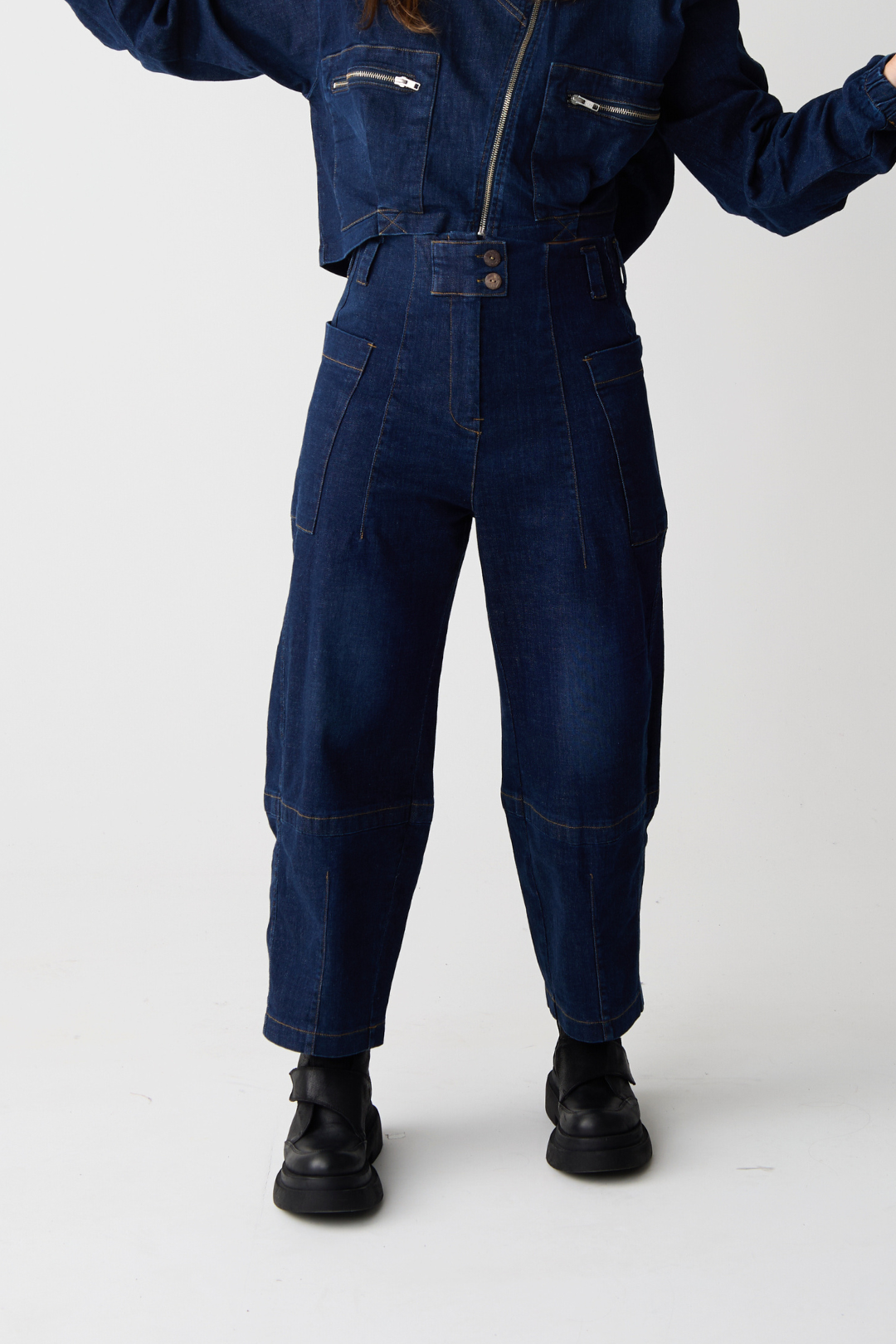 Lurdes Bergada Blue Double Button Barrel Jeans