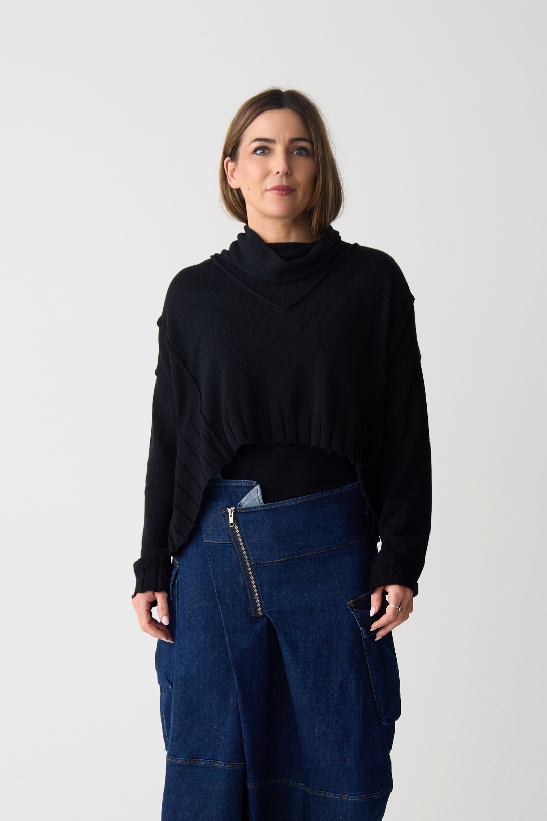 Lurdes Bergada Black Cowl Neck Jumper