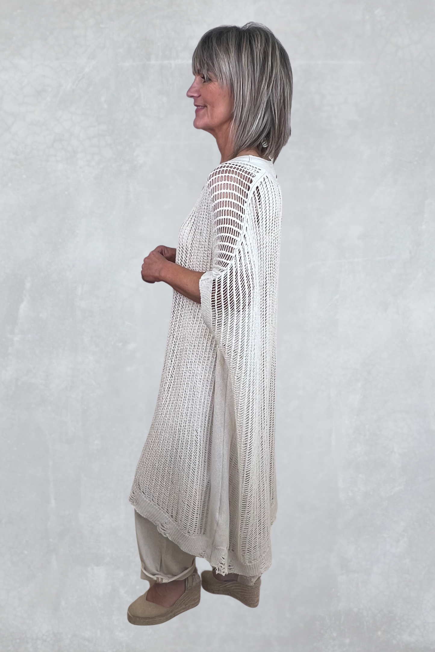 Sanctamuerte Sand Shell Open Weave Knit Tunic
