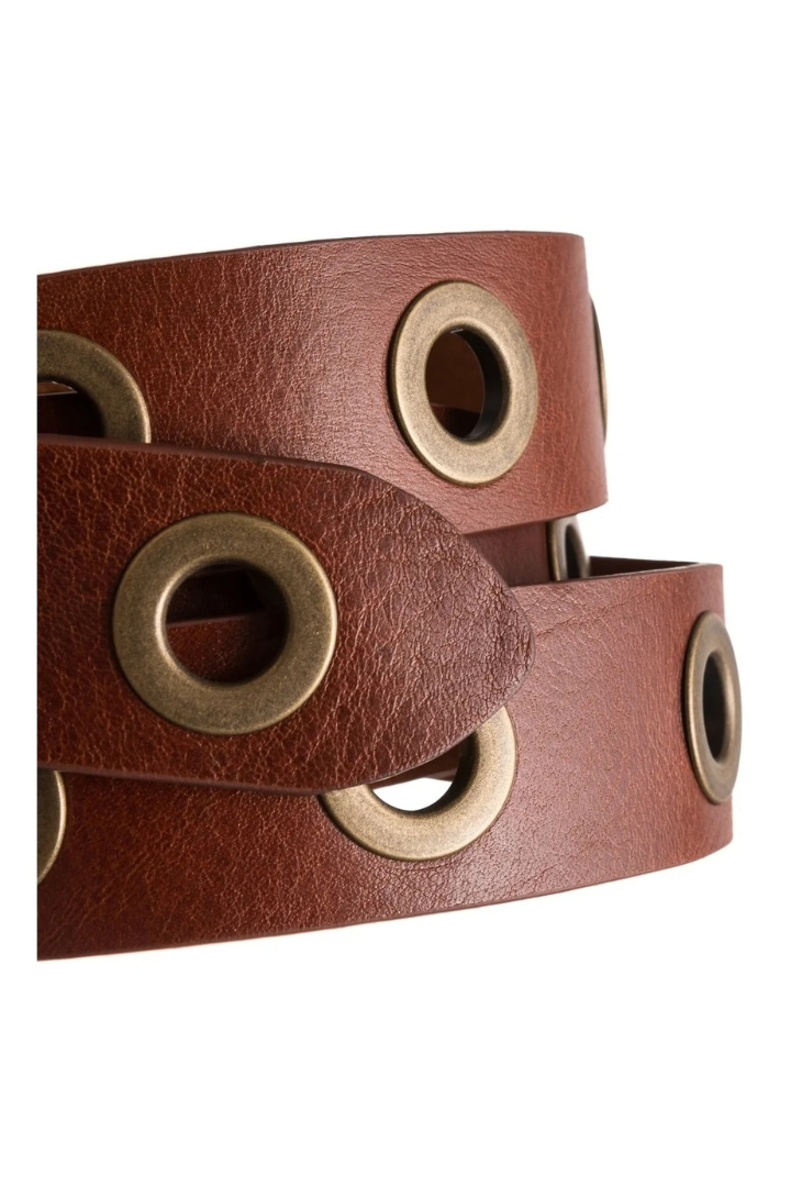 Depeche Cognac Large Eyelets Jeans Belt