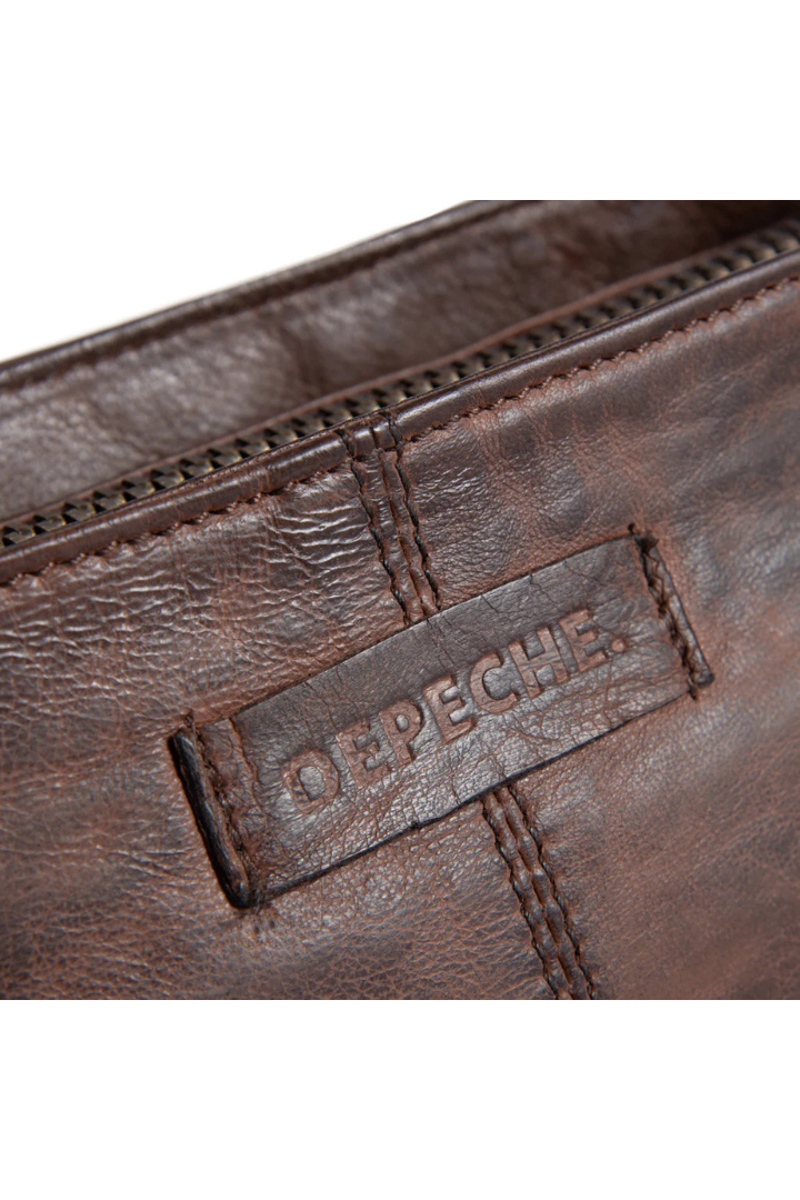 Depeche Brown Front Pockets Cross Over Bag