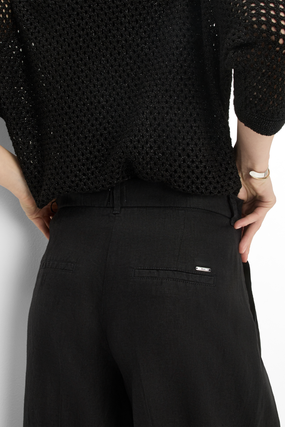 Brax Melli Black Linen Wide Culotte