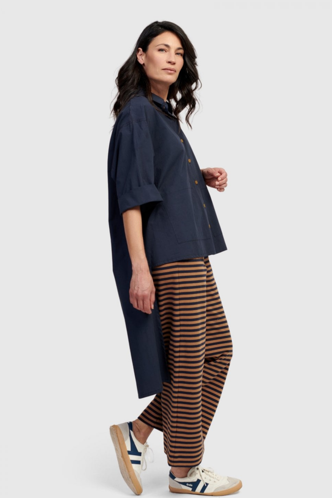 Alembika Navy Long Cut Out Tunic Shirt