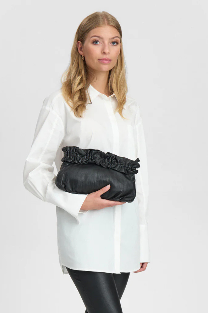 Depeche Black (Nero) Ruched Edge Clutch Bag