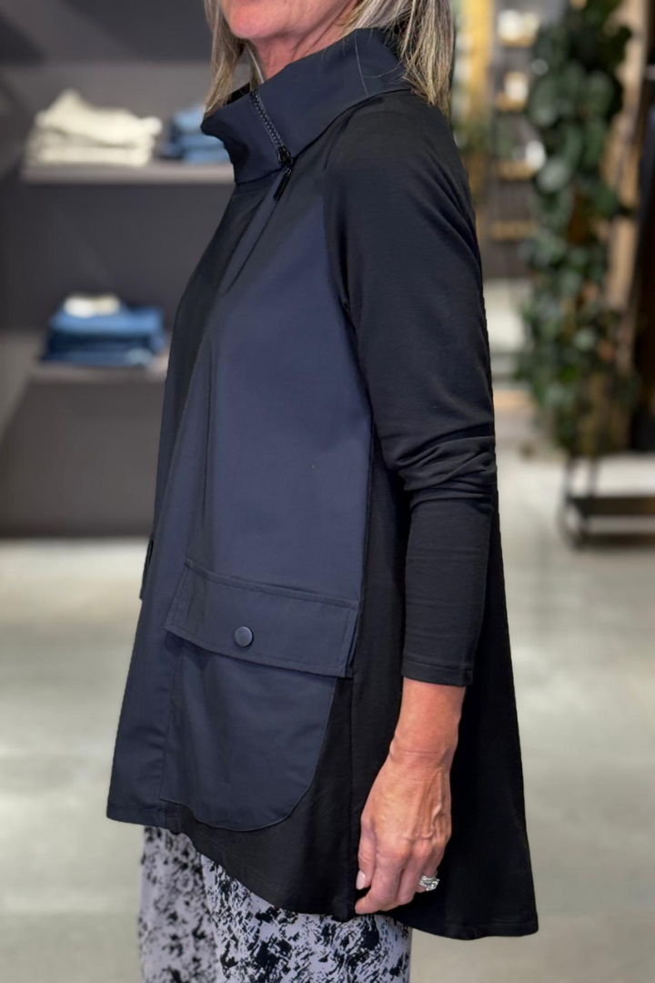 Naya Black Zip Neck Top