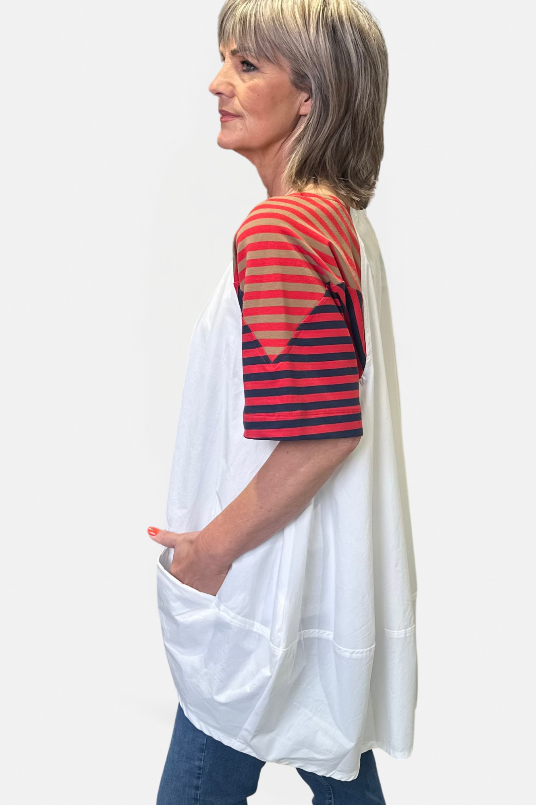 Alembika White/Stripe Oversize Top
