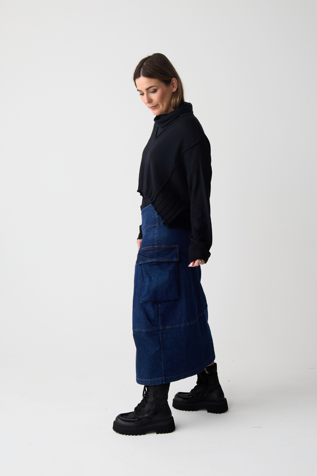 Lurdes Bergada Blue Asymmetric Midi Skirt