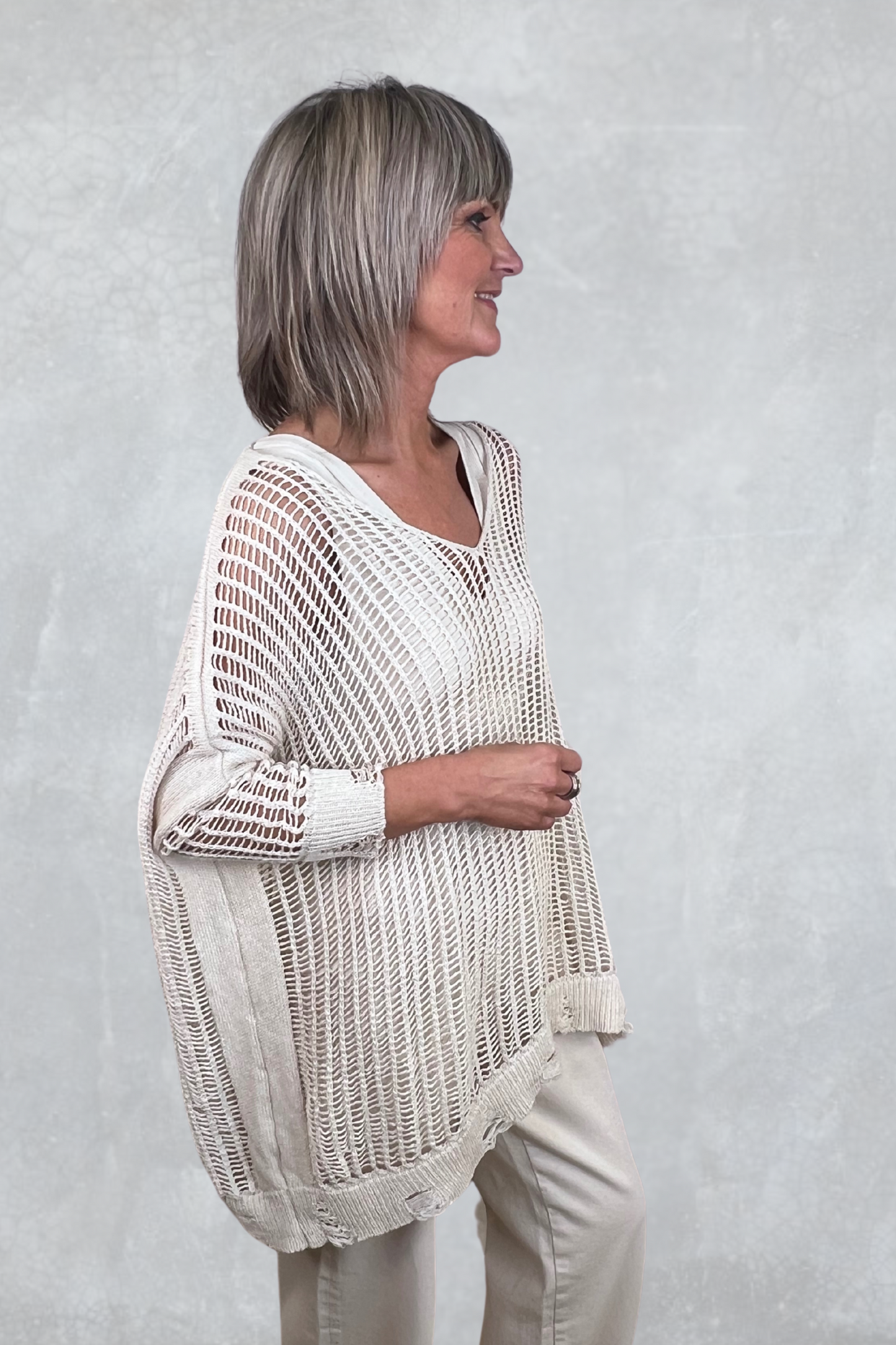 Sanctamuerte Sand Shell Open Weave Knit