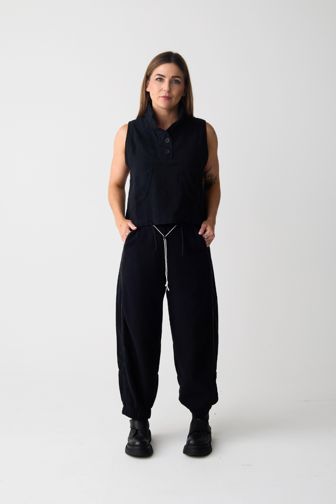 Lurdes Bergada Black Barrel Cuff Trouser