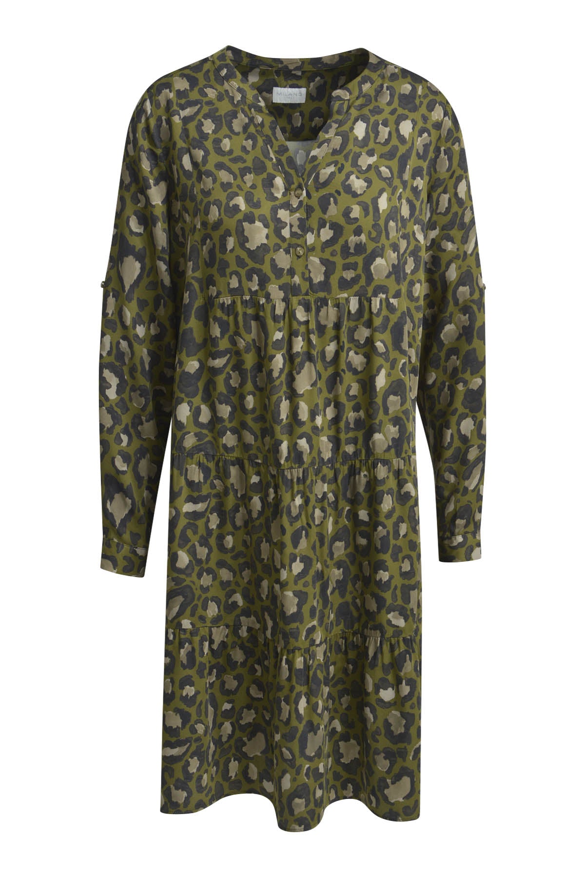 Milano Khaki Print V-Neck Dress