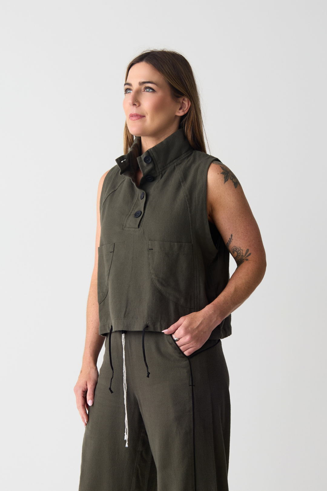 Lurdes Bergada Moss Cropped Slipover Top