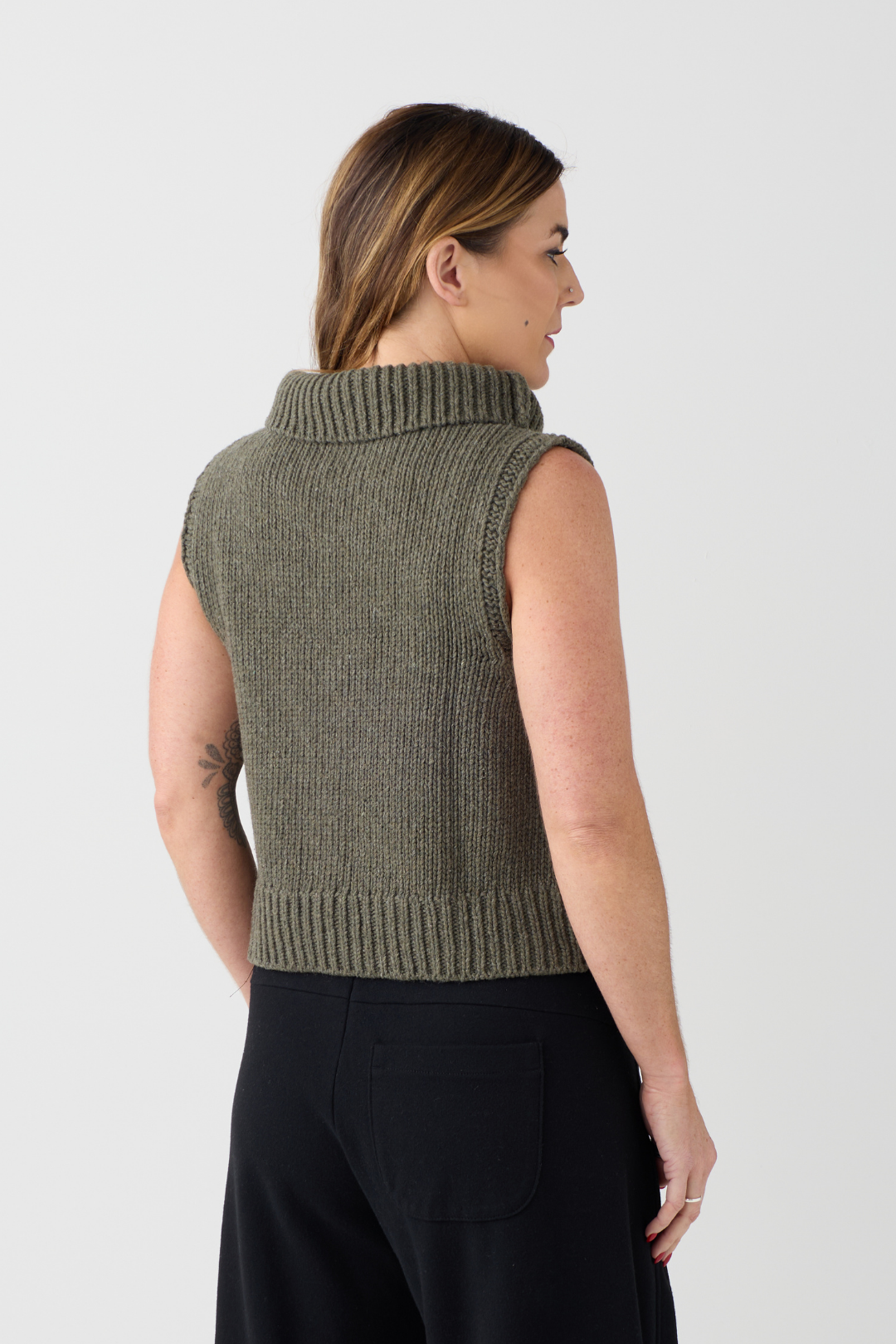 Lurdes Bergada Khaki Sleeveless Jumper