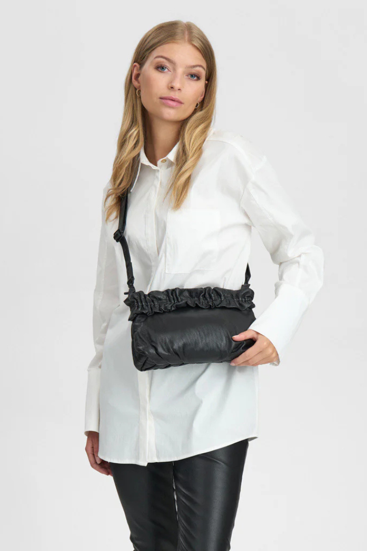 Depeche Black (Nero) Ruched Edge Clutch Bag