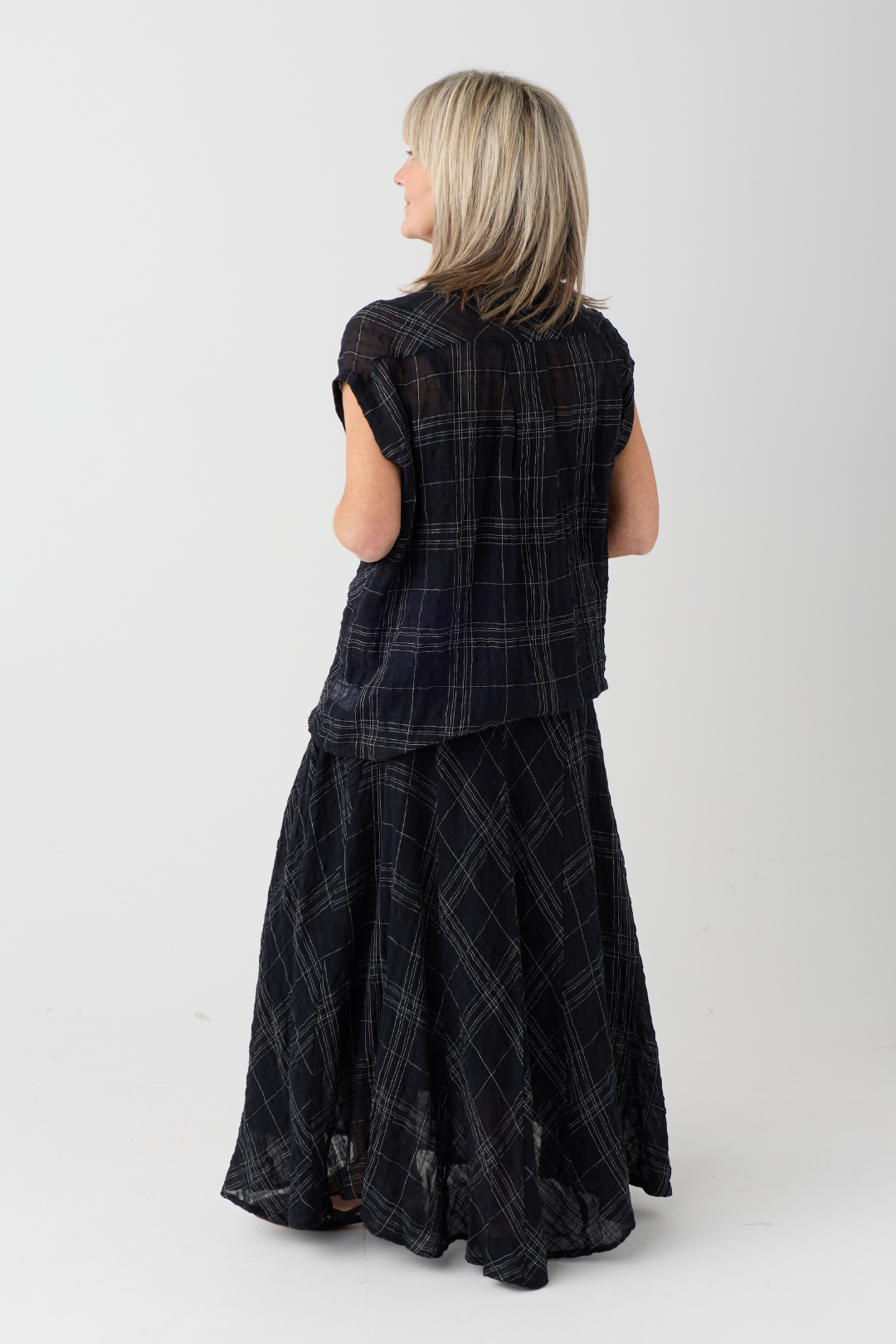 el2 Black/White Check Twist Top 1038