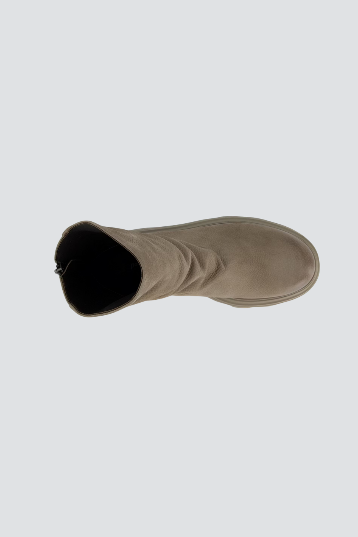 Paul Green Taupe Nubuk/Grained Zip Back Boot
