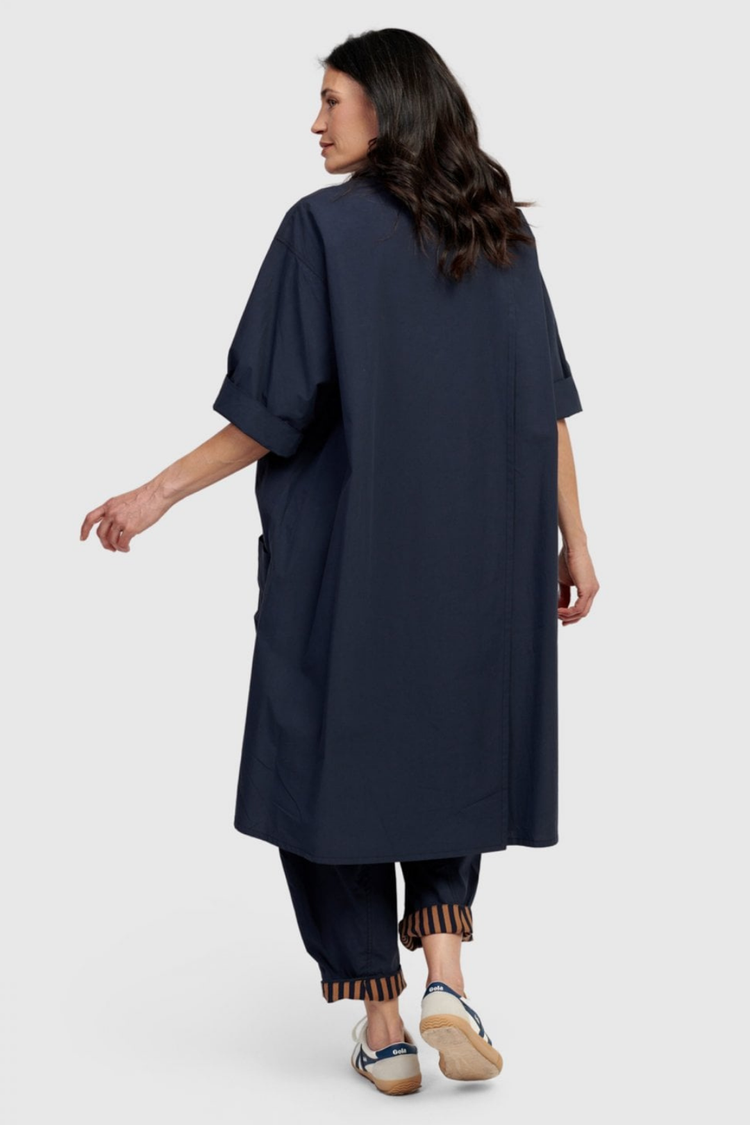Alembika Navy Long Cut Out Tunic Shirt