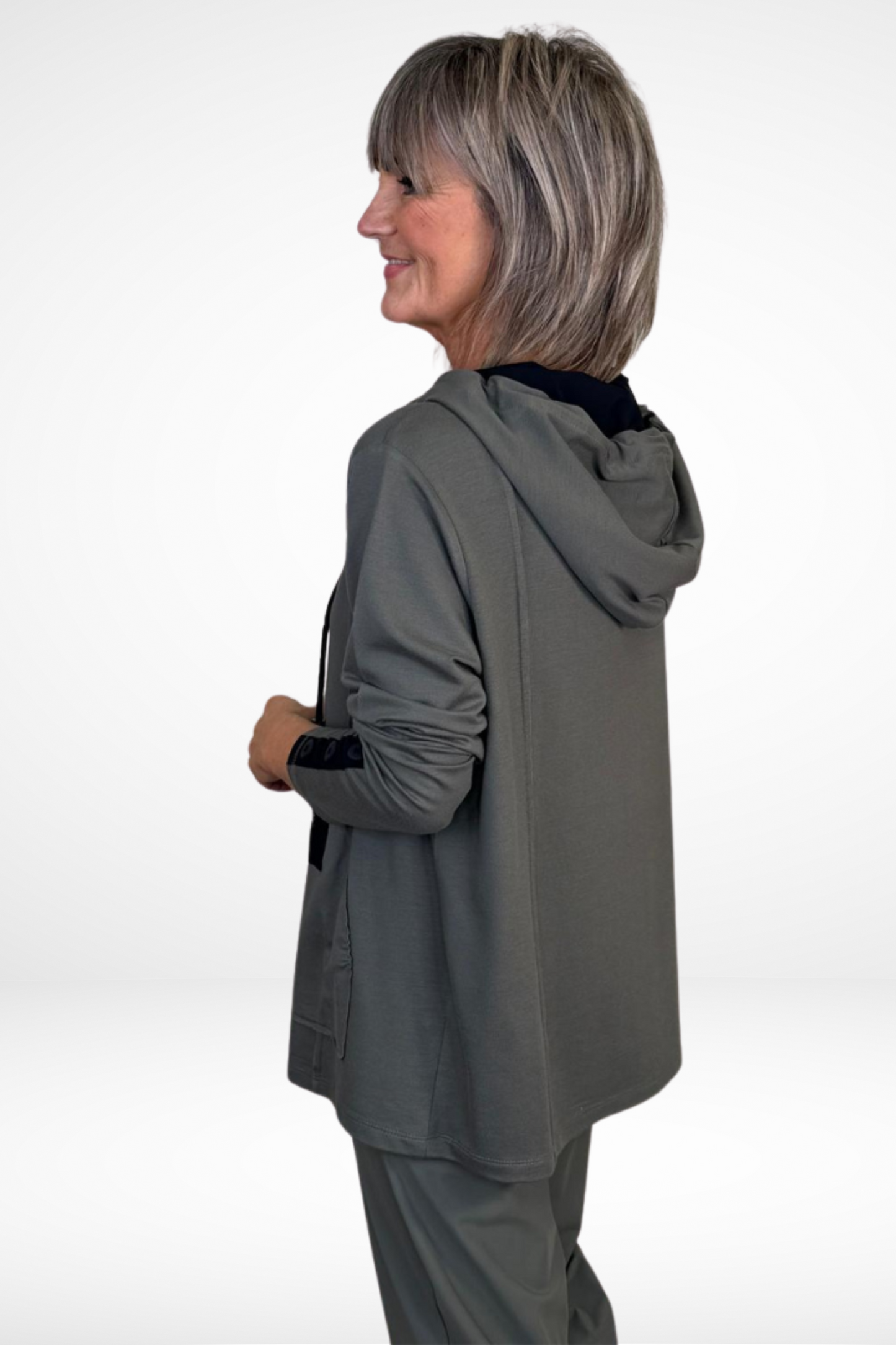 Naya Army Hoodie with Contrast Zip
