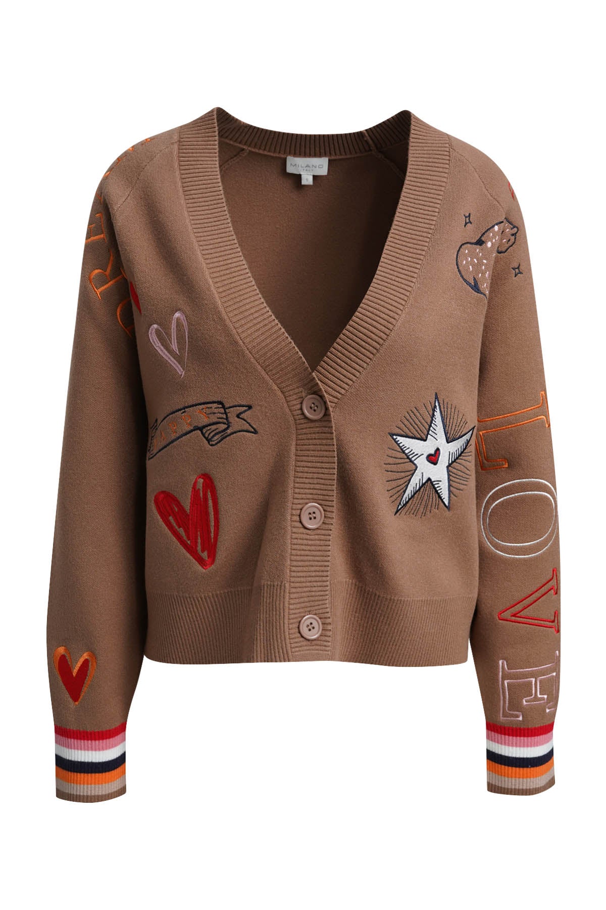 Milano Caramel Embroidered Cardigan