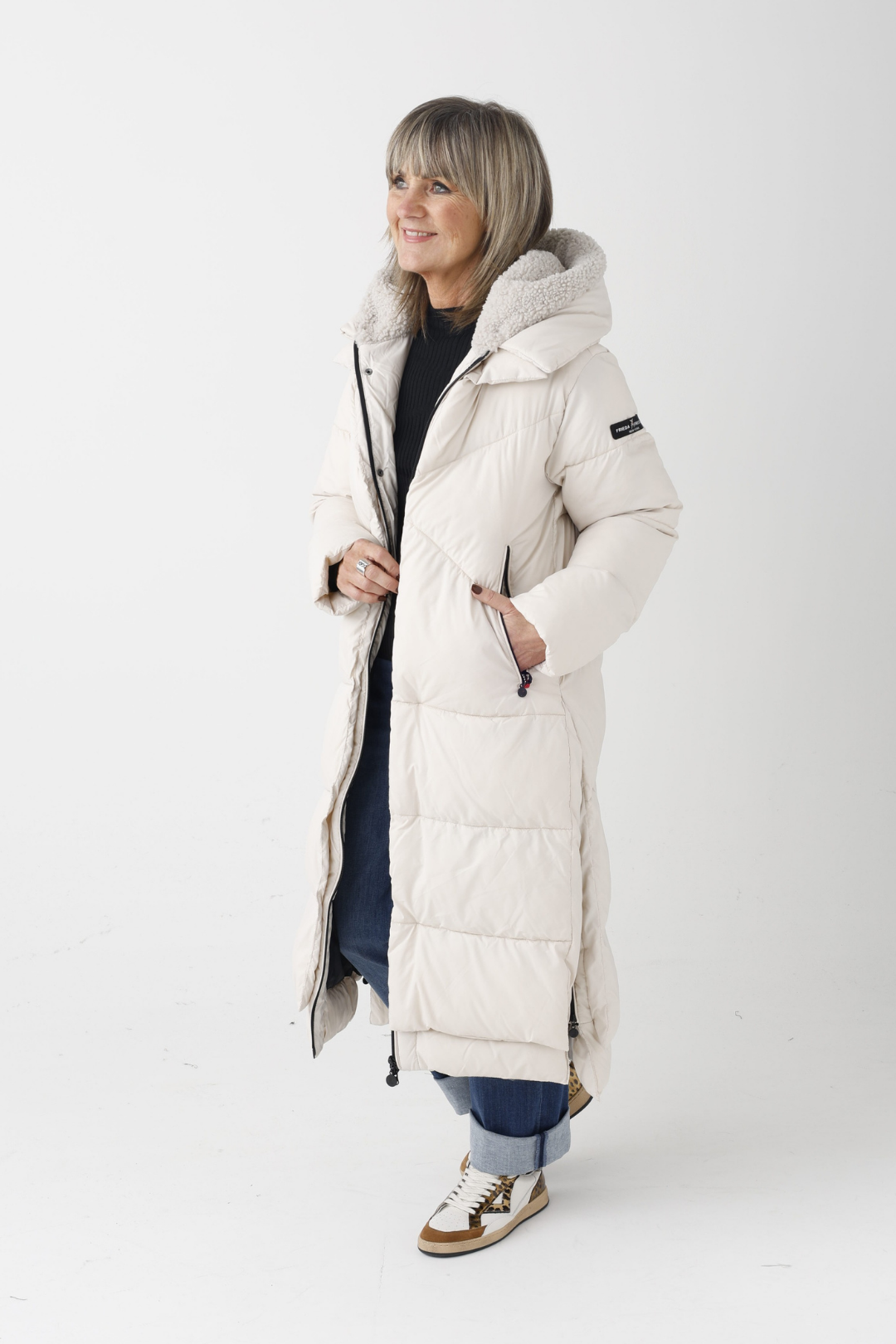 FF Ecru/Warm Grey Thermolite Padded Coat