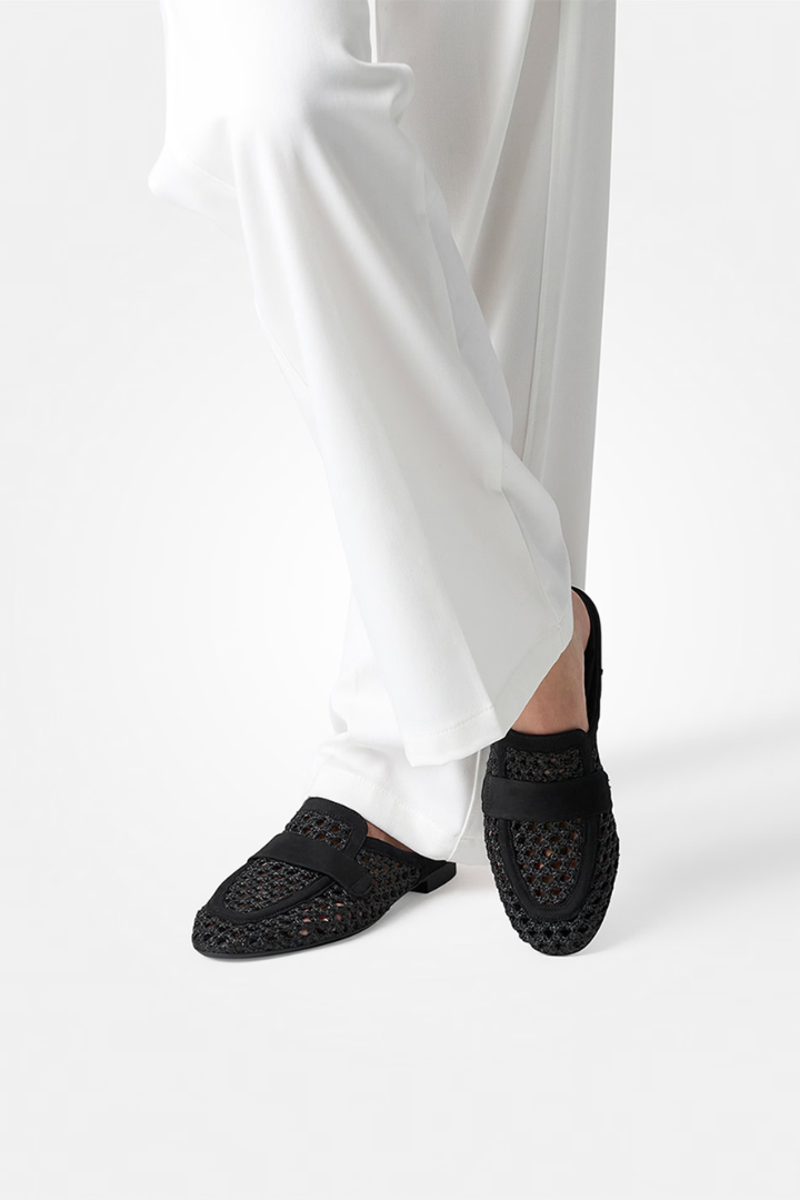 Paul Green Black Nubuk/Sisal Mule