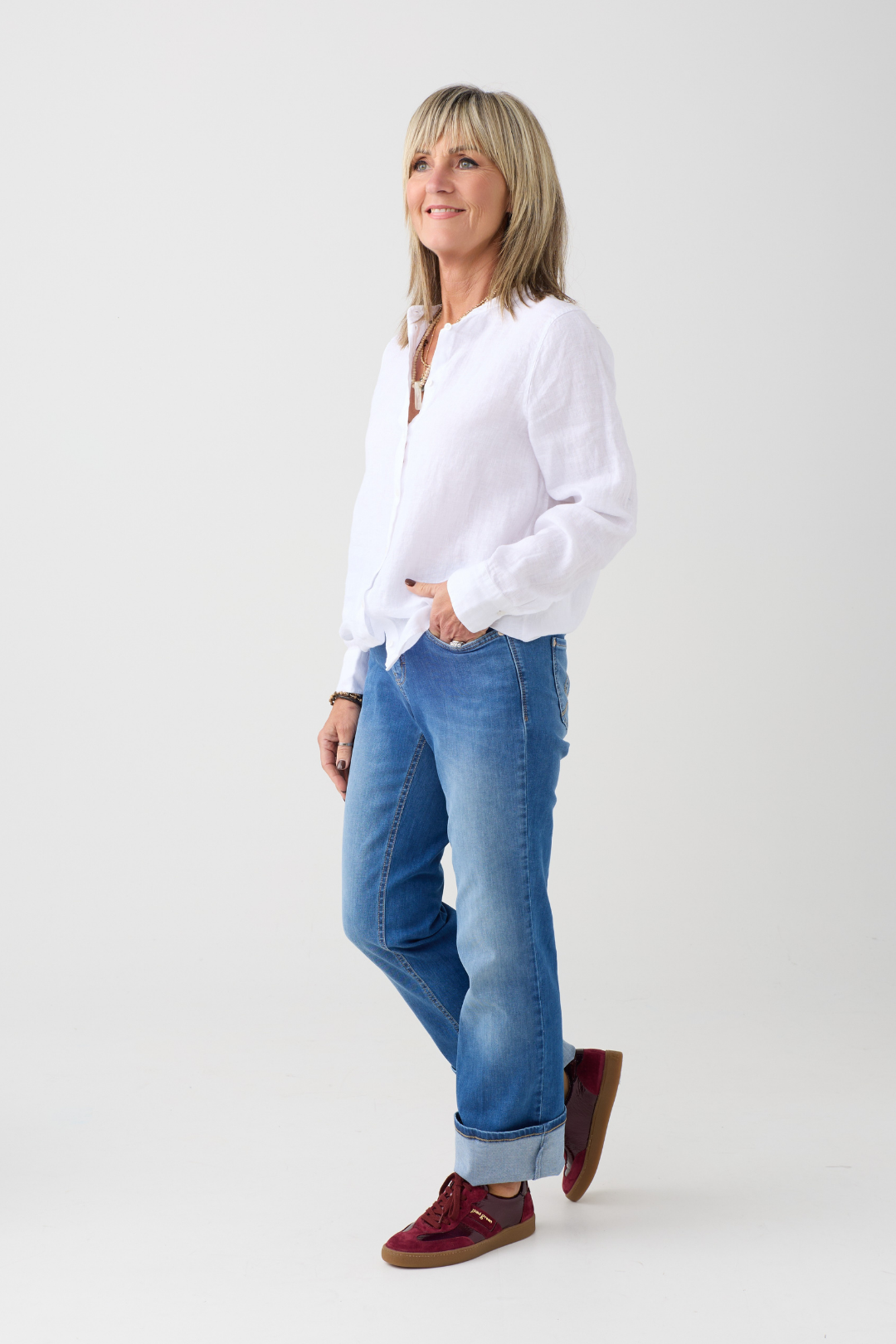Mac Laura Mid Blue Wash Flared Leg Jeans