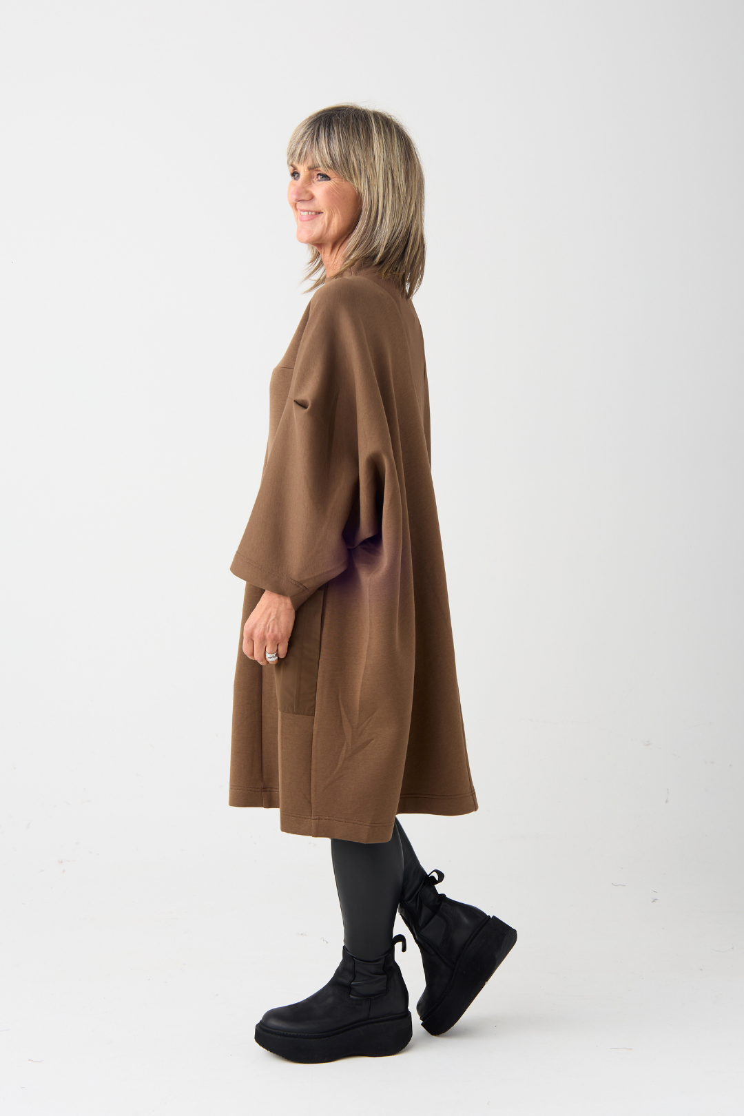 el2 Brown Batwing Sleeve Dress