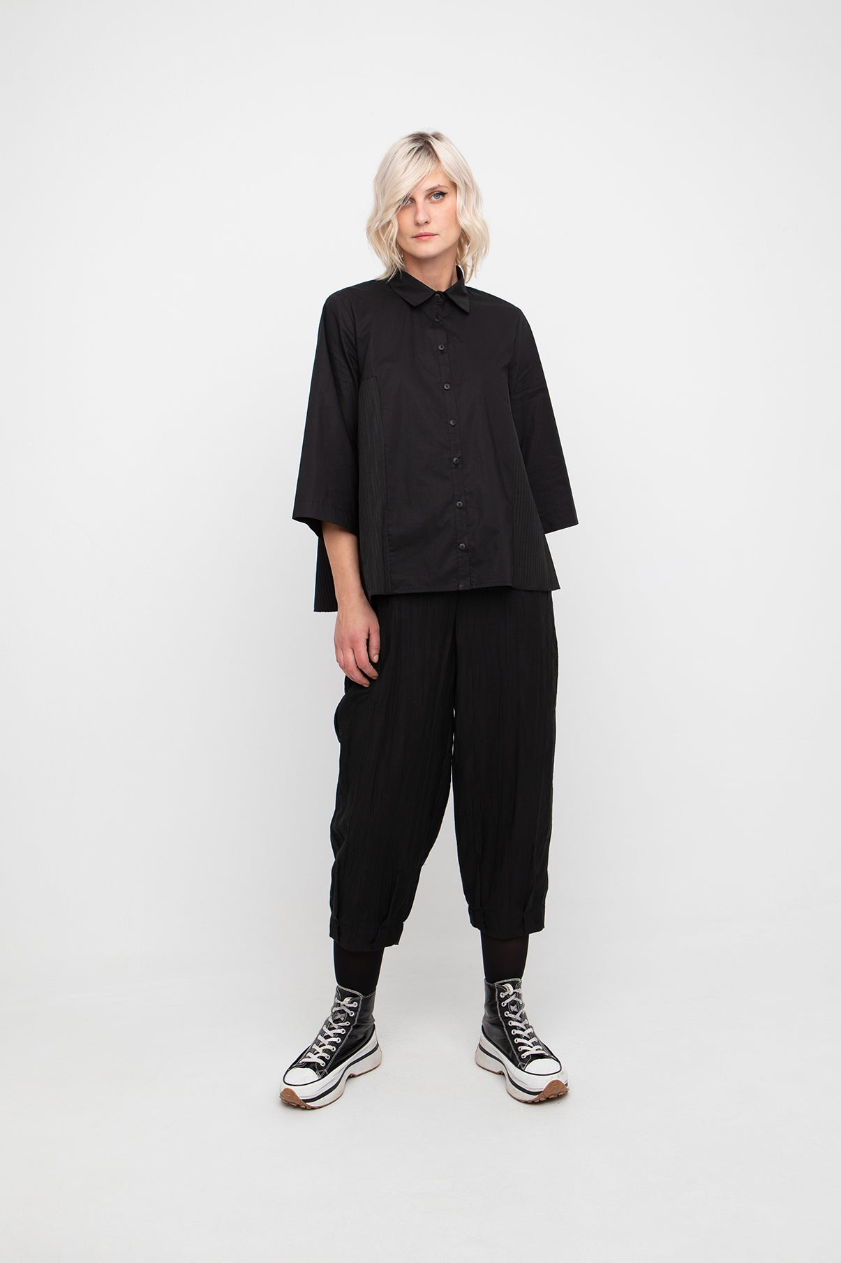 Ozai n Ku Black Mini Pleat Shirt