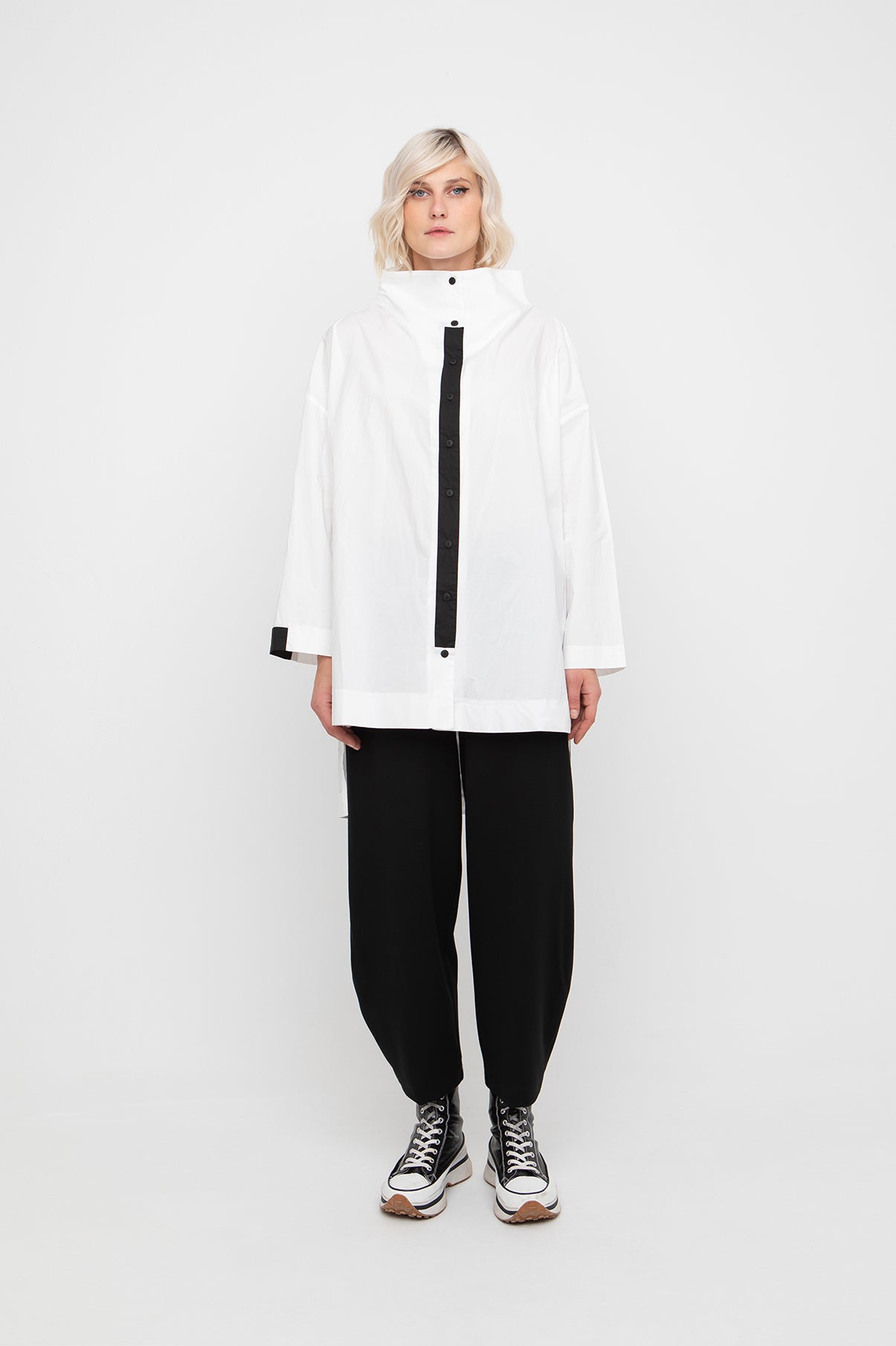 Ozai n Ku White/Black Printed Back Shirt