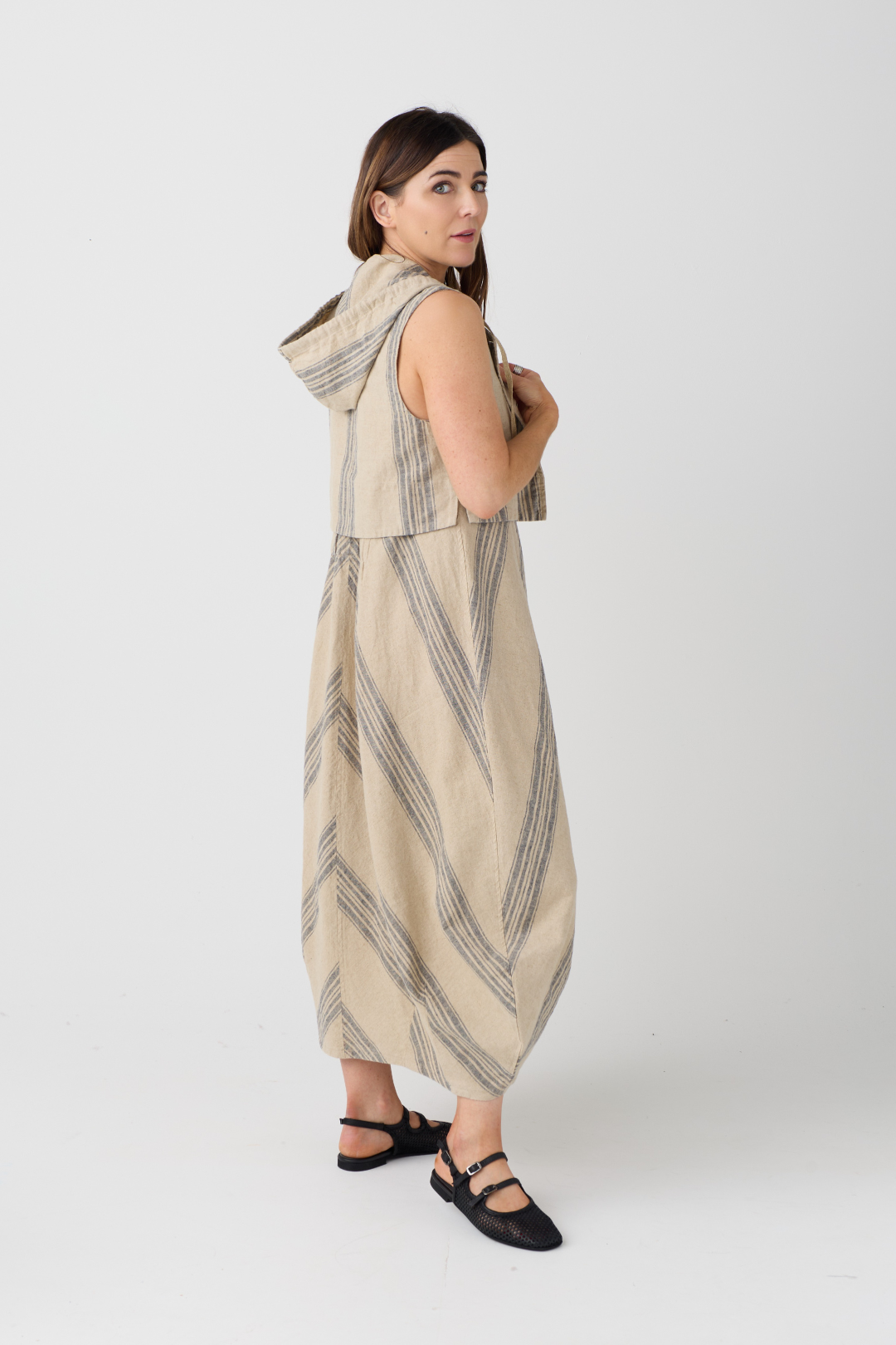 Lurdes Bergada Natural Hooded Waistcoat