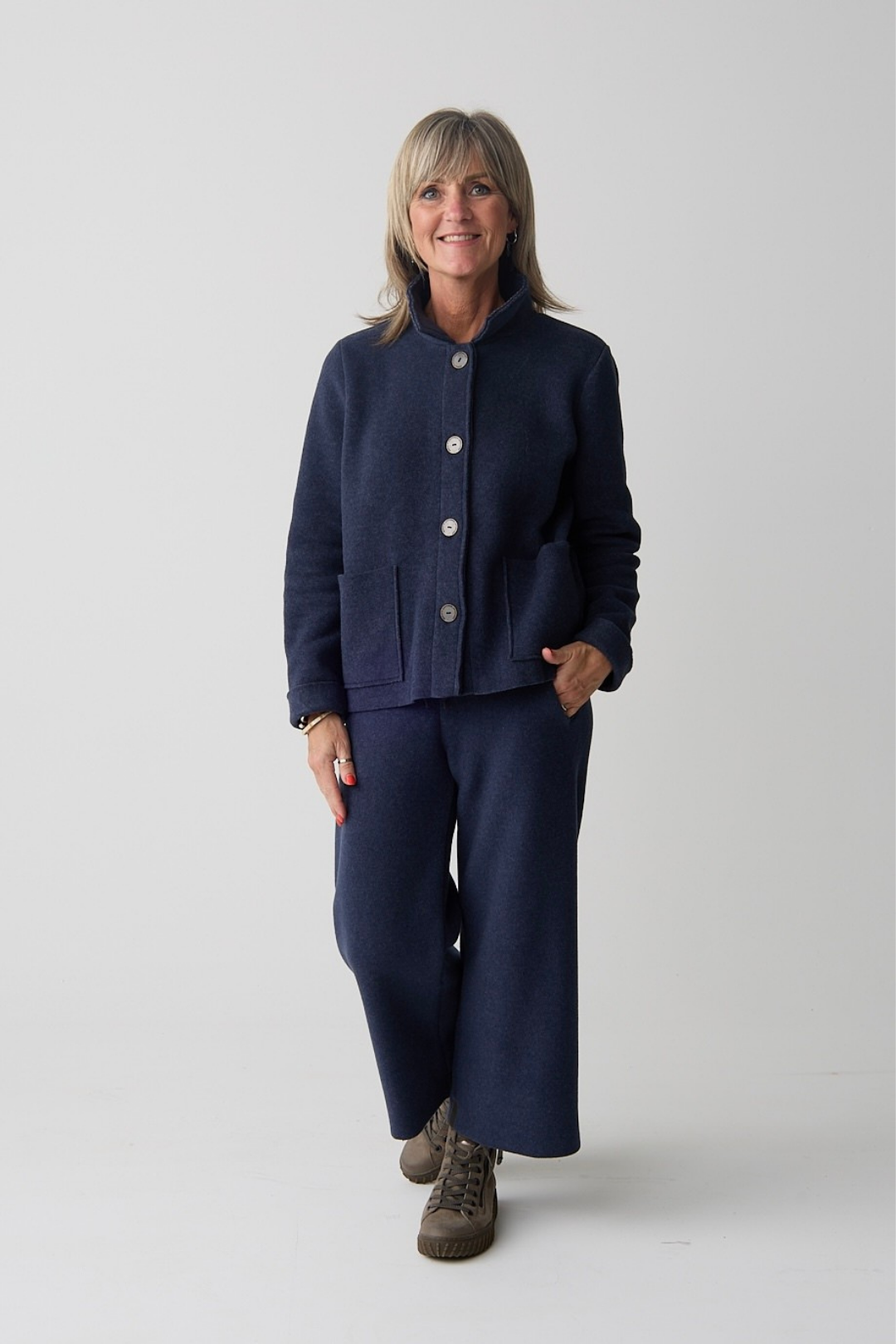 HS Evening Blue Cropped Flare Trousers