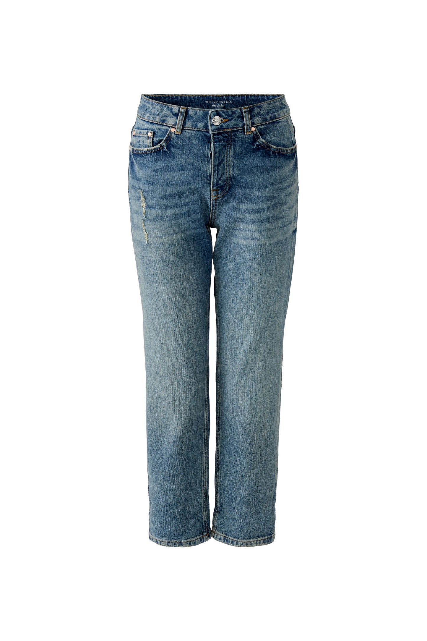 Oui Blue Girlfriend Cropped Jeans
