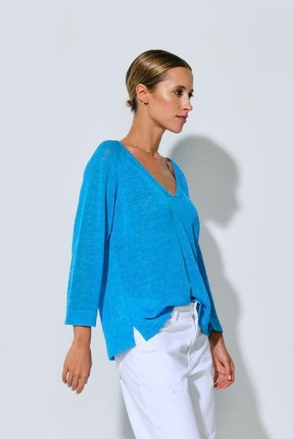 Milano Ibiza Blue V-Neck Jumper