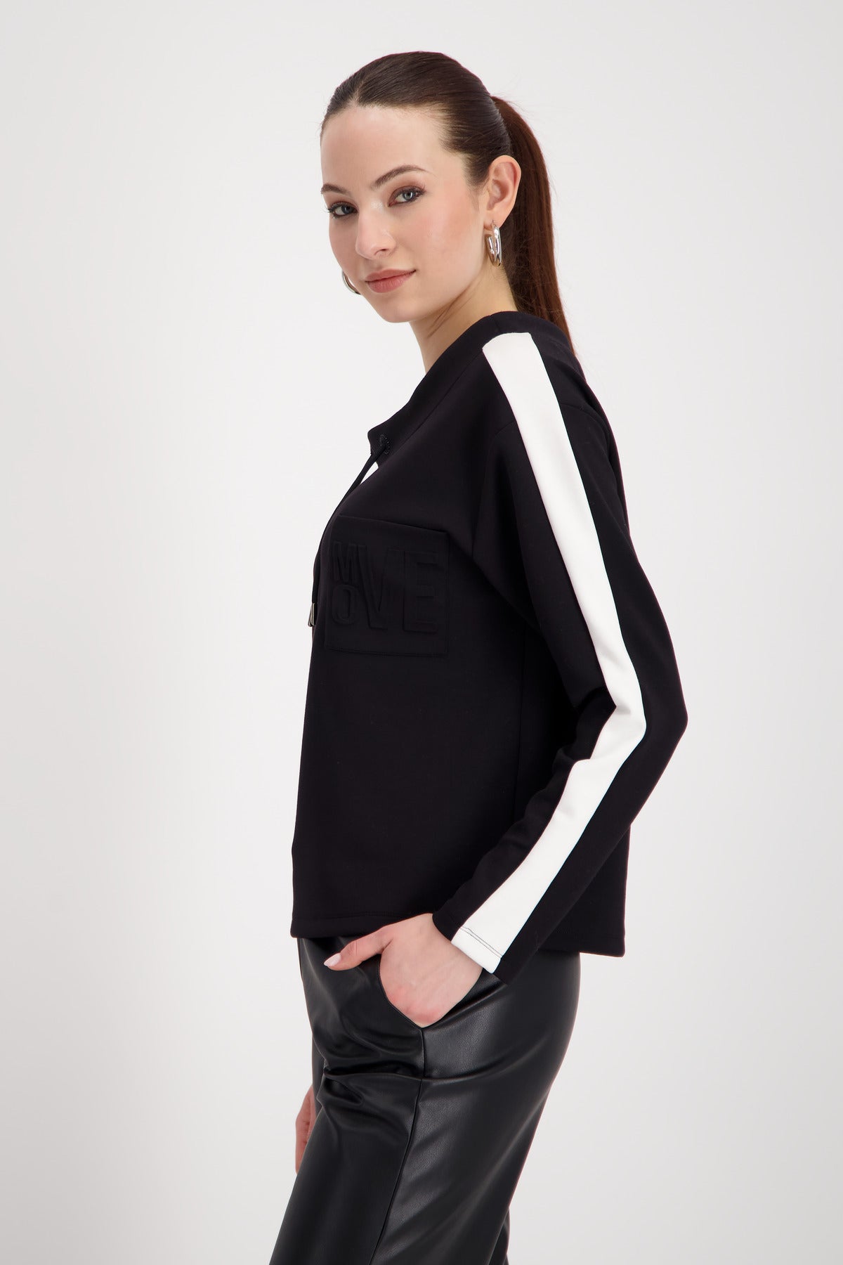 Monari Black Sweatshirt w/3D Detail