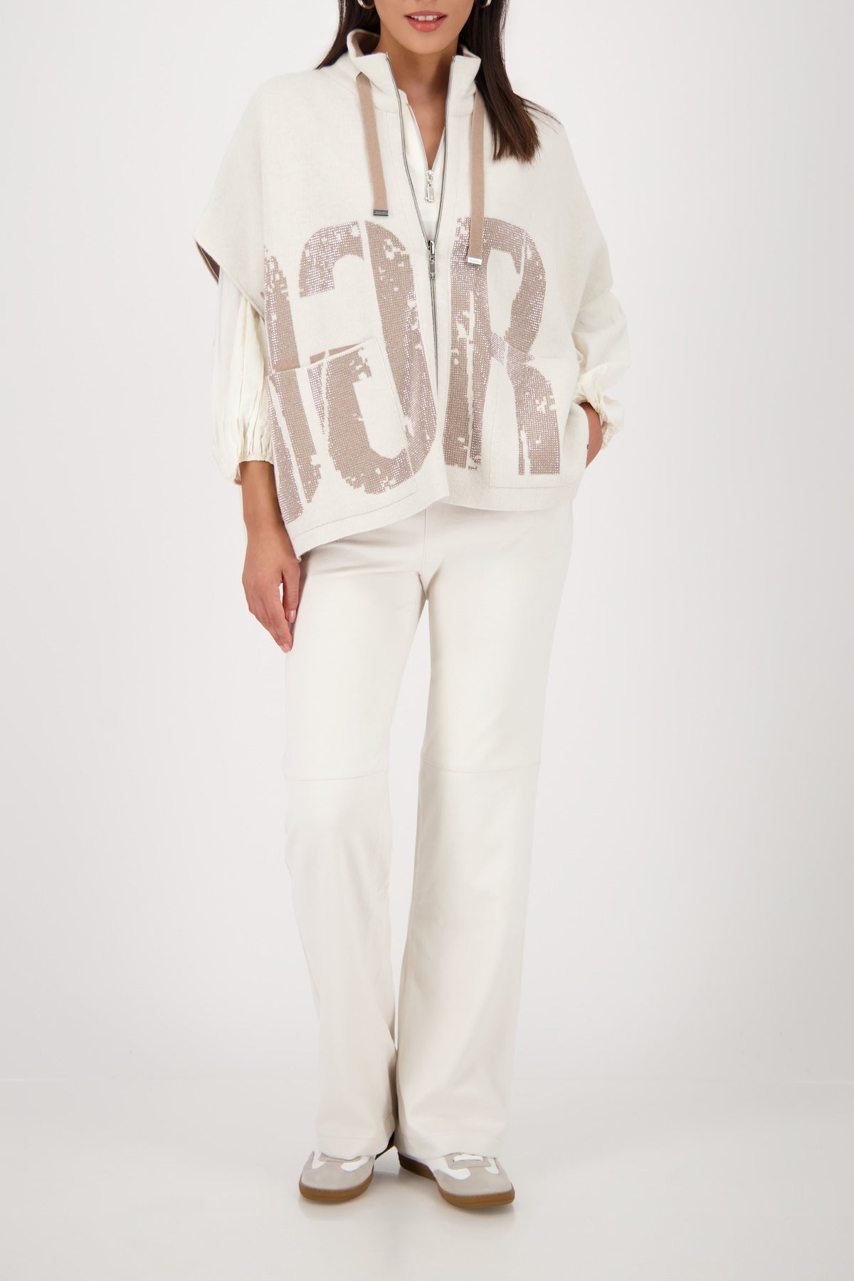 Monari Cashmere Pattern Sleeveless Cardigan