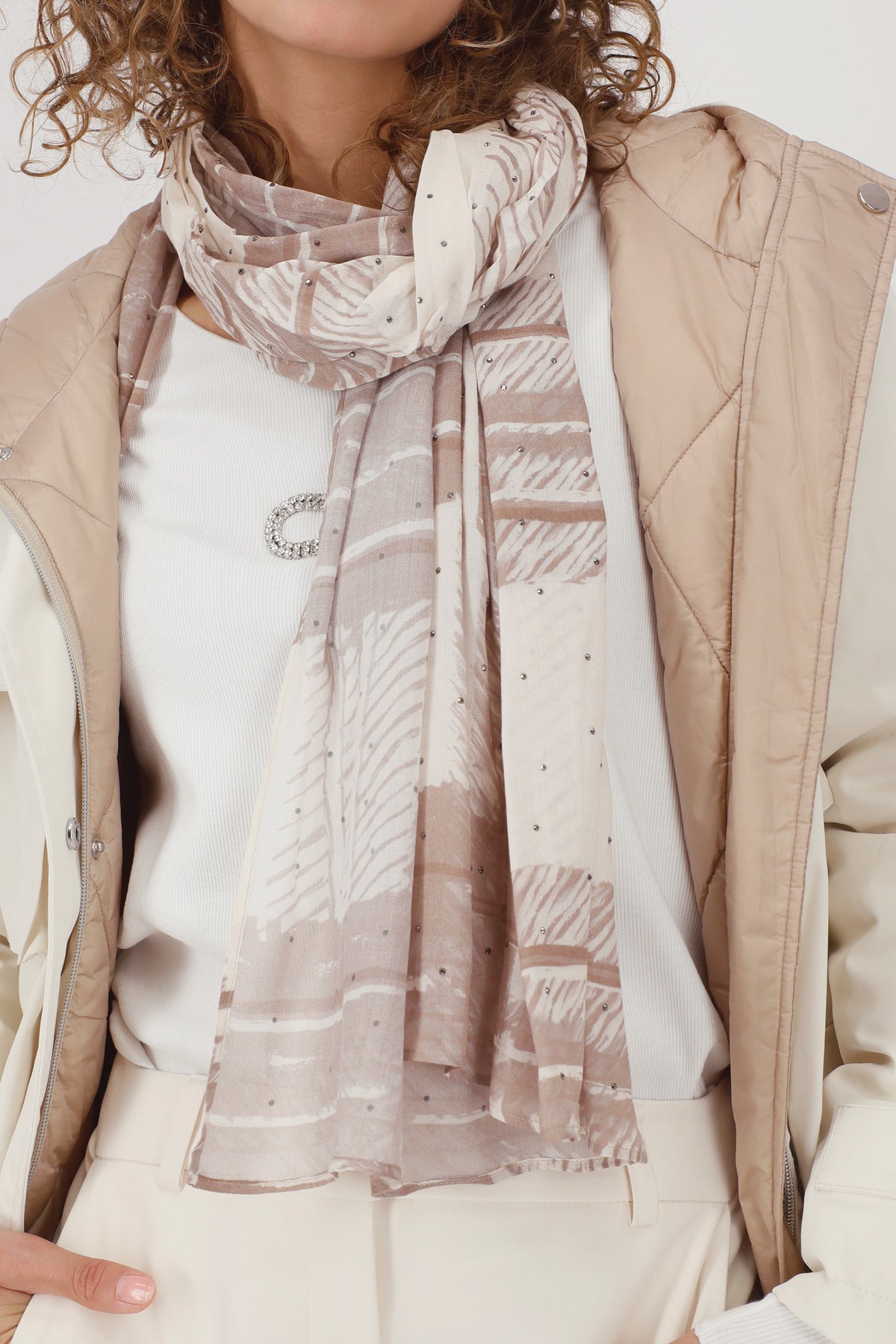 Monari Truffle Pattern Rhinestone Scarf
