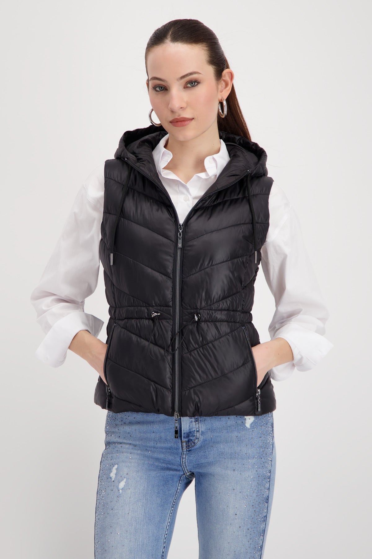Monari Black Padded Gilet w/Hood
