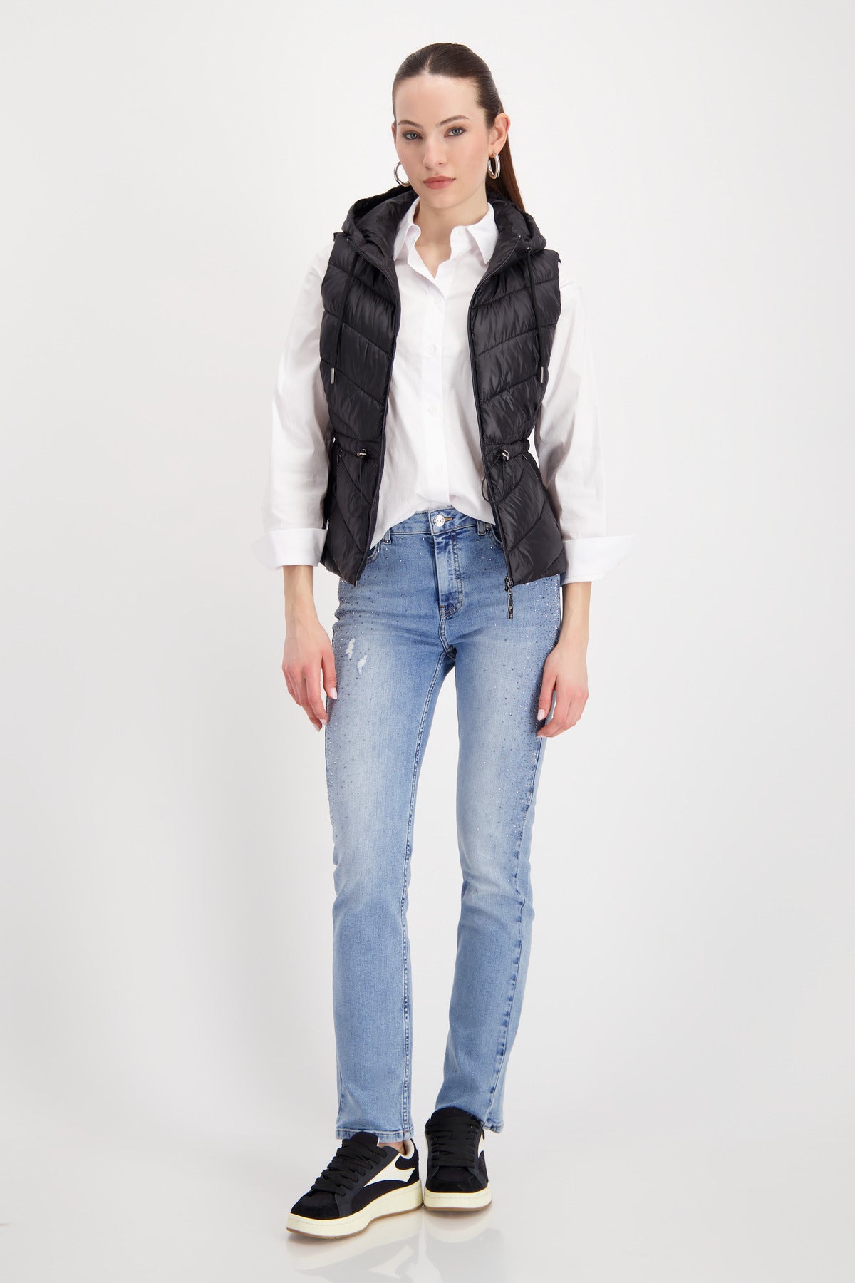Monari Black Padded Gilet w/Hood