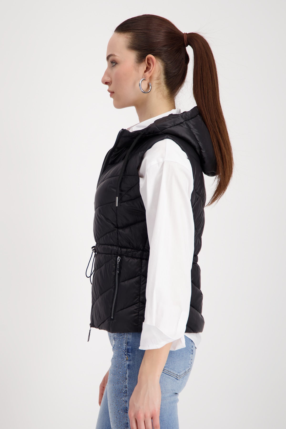 Monari Black Padded Gilet w/Hood