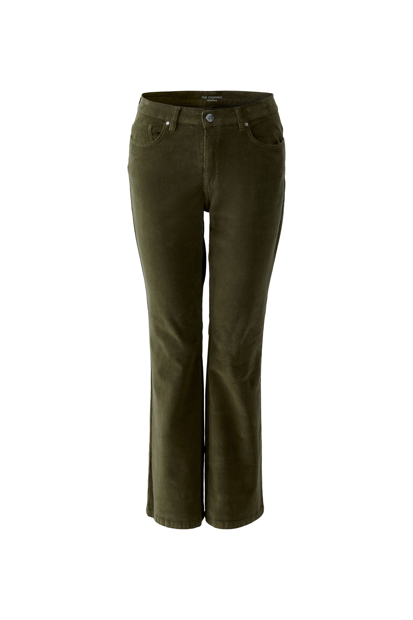 Oui Khaki Fine Corduroy Bootcut Trousers