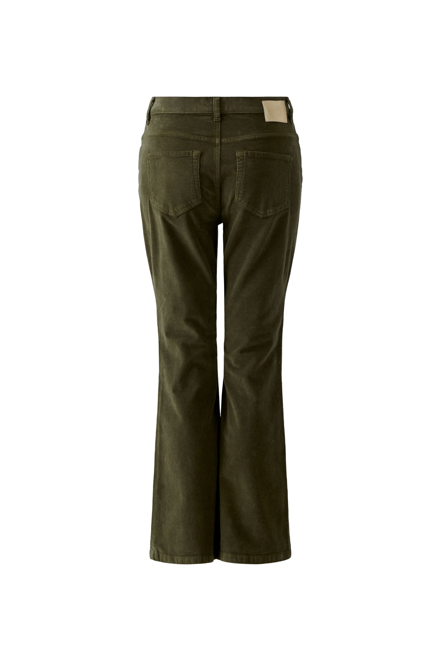 Oui Khaki Fine Corduroy Bootcut Trousers